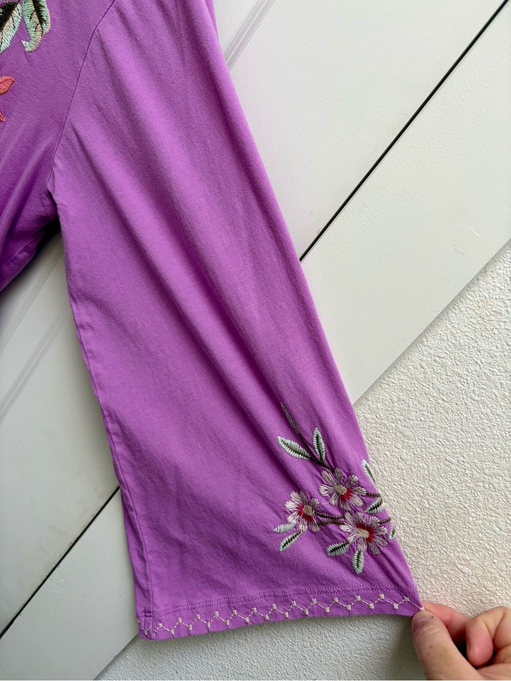Johnny Was Embroidered Floral Long-Sleeve Top - pink coral - Picture 6 of 6